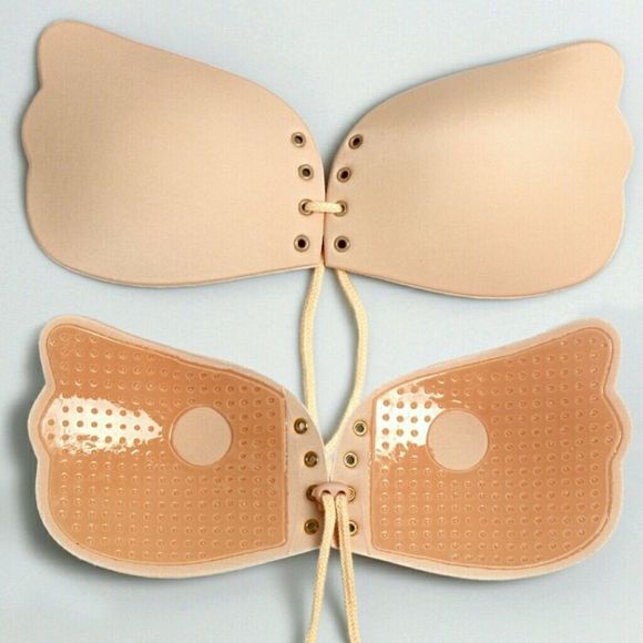 BEIGE Seamless Invisible Bra Adhesive Silicone Bac - Picture 4 of 6